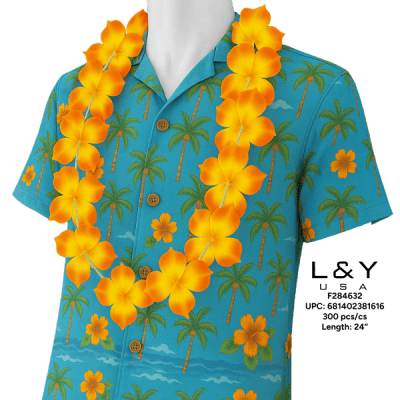Yellow & Orange Flower Lei - 12/pk 25bx/cs cs.300