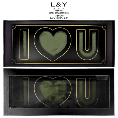 Black I Love You Rectangle Box with Clear Top - 1/pk 12bx/cs cs.12
