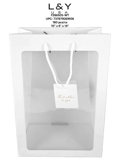 Clear White Gift Bag - 12/pk 15bx/cs cs.180