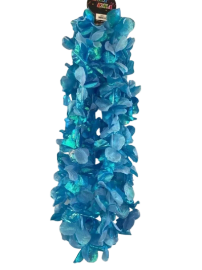 Aqua Metallic Flower Lei - 12/pk 25bx/cs cs.300