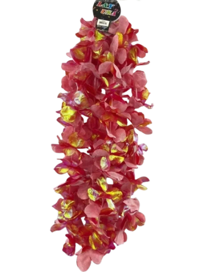 Red Metallic Flower Lei - 12/pk 25bx/cs cs.300