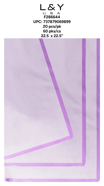 Lilac Sheer Floral Paper - 20/pk 60bx/cs cs.60