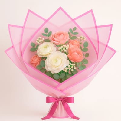 Pink Sheer Floral Paper - 20/pk 60bx/cs cs.60