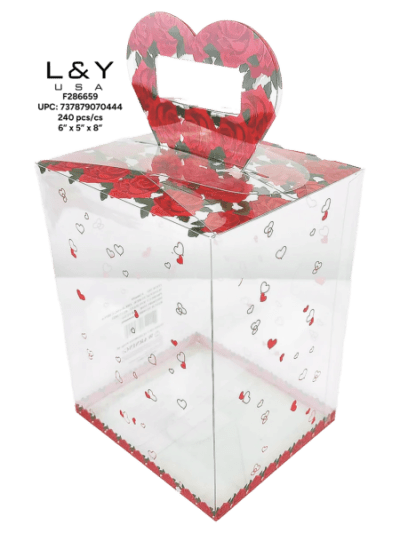Clear Box W Heart Handle 8" - 12/pk 20bx/cs cs.240