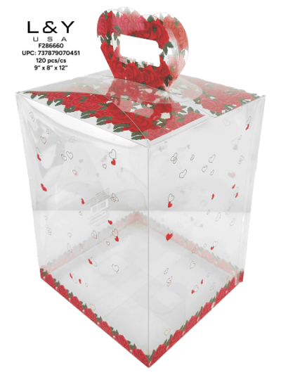 Clear Box W Heart Handle 12" - 12/pk 10bx/cs cs.120