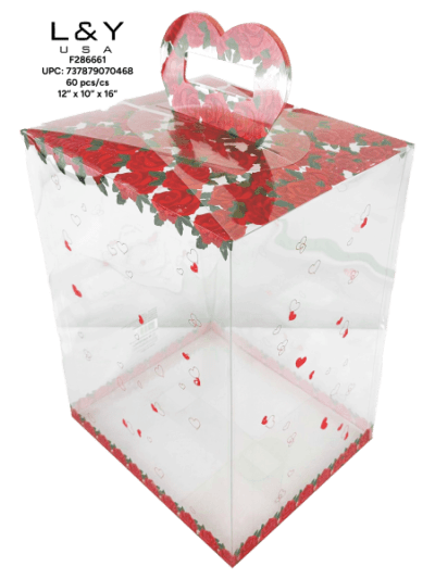 Clear Box W Heart Handle 16" - 12/pk 5bx/cs cs.60