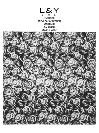 Black Rose Frosted Floral Paper - 20/pk 60bx/cs cs.60