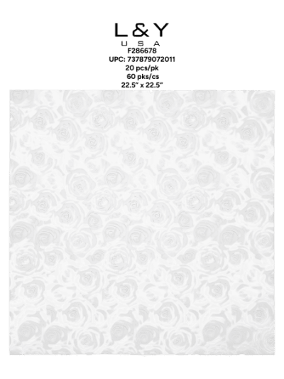 White Rose Frosted Floral Paper - 20/pk 60bx/cs cs.60