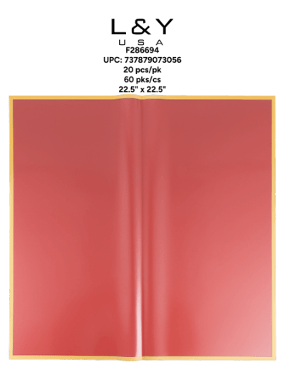 Red Floral Paper with Gold Edge - 20/pk 60bx/cs cs.60