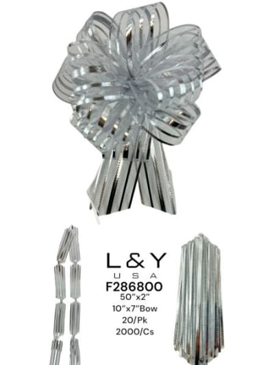 10" Silver Gift Bow - 100/pk 20bx/cs cs.20