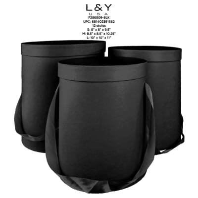 Black 3-Piece Round Gift Box Set - 1/pk 12bx/cs cs.12