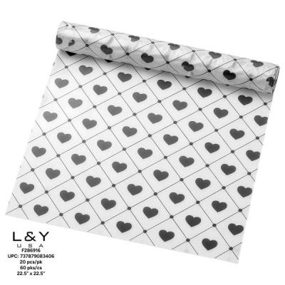 Black Heart -Chess Pattern Floral Paper - 20/pk 60bx/cs cs.60
