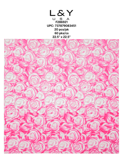 Purple Rose Frosted Floral Paper - 20/pk 60bx/cs cs.60