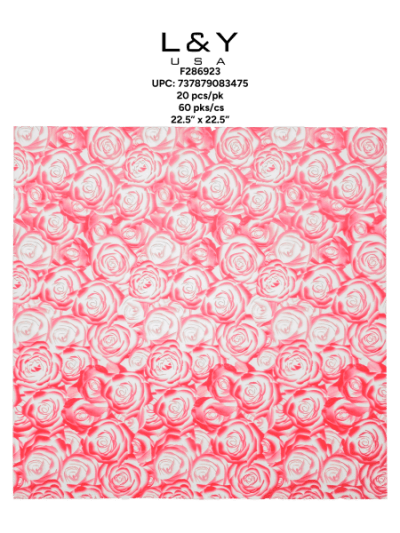 Red Rose Frosted Floral Paper - 20/pk 60bx/cs cs.60