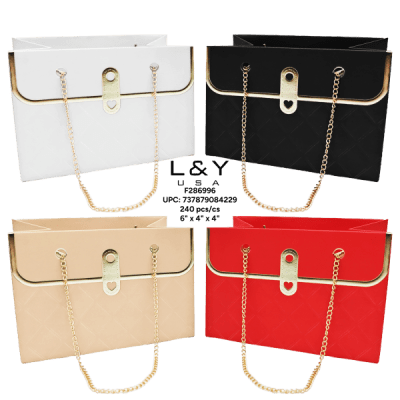 Small Elegant Paper Bags with Chain Handle - 12/pk 15bx/cs cs.180