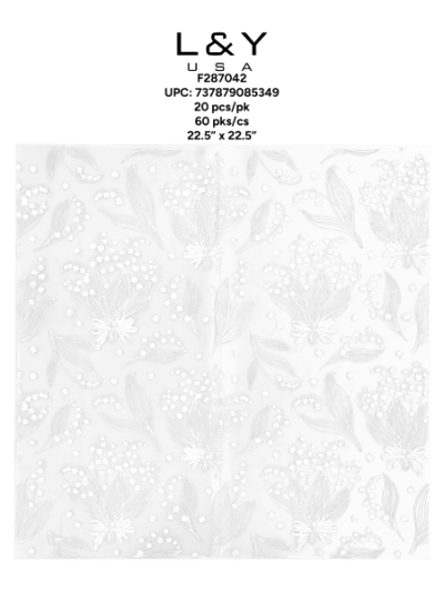 White Plant Pattern Floral Paper - 20/pk 60bx/cs cs.60