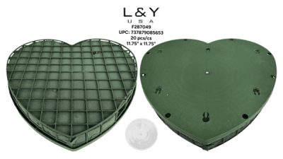 Green Heart Shaped Flower Foam Cage - 1/pk 20bx/cs cs.20
