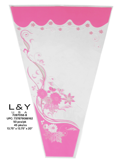 Pink Floral Pattern Bouquet Sleeves - 50/pk 45bx/cs cs.45