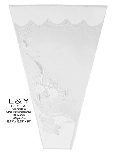 White Floral Pattern Bouquet Sleeves - 50/pk 45bx/cs cs.45