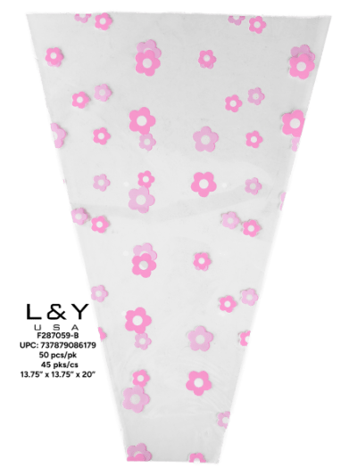 Pink Blossom Bouquet Sleeves - 50/pk 45bx/cs cs.45
