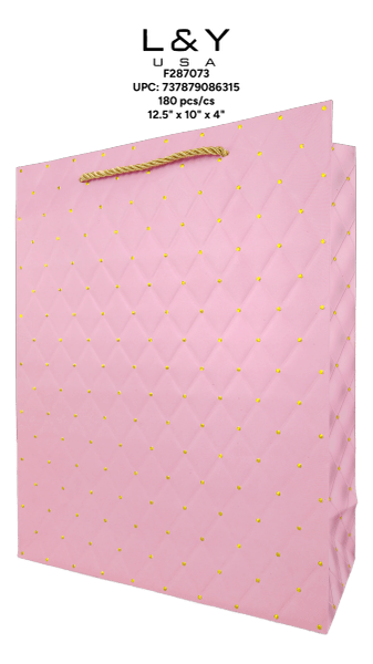 Quilted Pattern Pink Tote Bag - 12/pk 15bx/cs cs.180