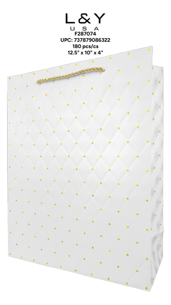 Diamon Pattern White Tote Bags - 180 ea/sc - 12/pk 15bx/cs cs.180