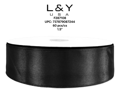 Wide Black Ribbon 1.5" - 6/pk 10bx/cs cs.60