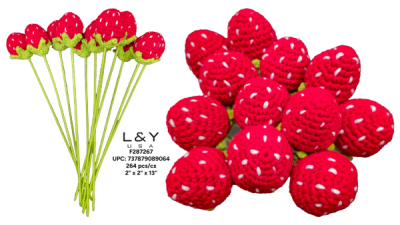 Strawberry Crochet Flower - 12/pk 22bx/cs cs.256
