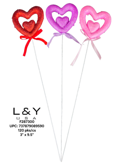 Foam Heart 8cm stick - 12/pk 120bx/cs cs.120