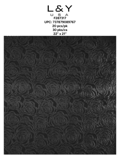 Black Velvet Rose Wrapping Paper - 20/pk 50bx/cs cs.50