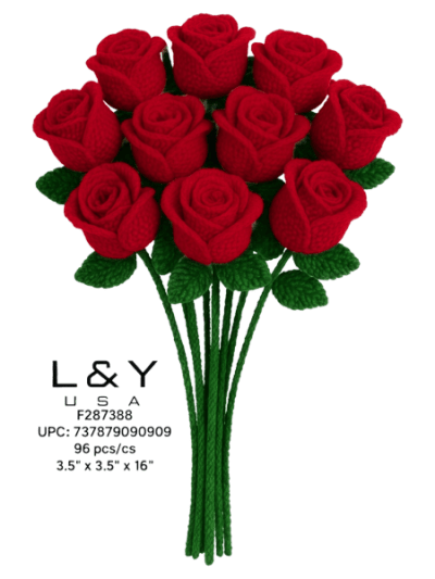 Crocheted Wineglass Rose - 12/pk 8bx/cs cs.96