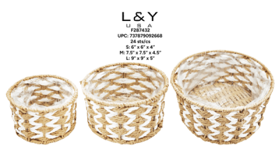 3-in-1 Round Brown Weaved Baskets - 1/pk 24bx/cs cs.24