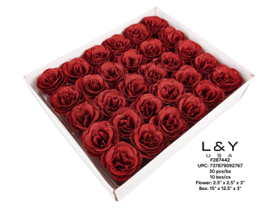 Red Glitter Artificial Flower - 30/pk 10bx/cs cs.300