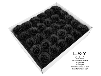 Black Glitter Artificial Flower - 30/pk 10bx/cs cs.300