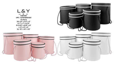5-in-1 Mix 3-Colors Round Gift Boxes with Striped - 1/pk 12bx/cs cs.12