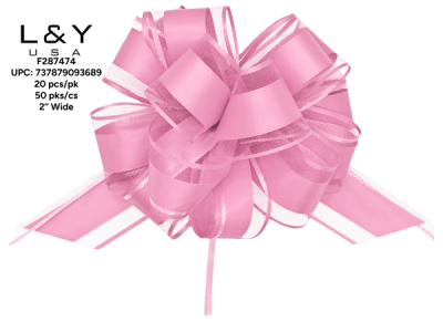 Matte Pink Pull Flower Ribbon - 20/pk 50bx/cs cs.50