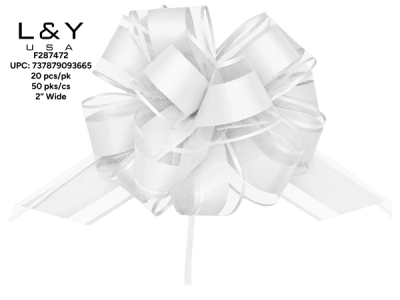Matte White Pull Flower Ribbon - 20/pk 50bx/cs cs.50