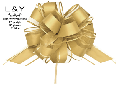 Matte Gold Pull Flower Ribbon - 20/pk 50bx/cs cs.50