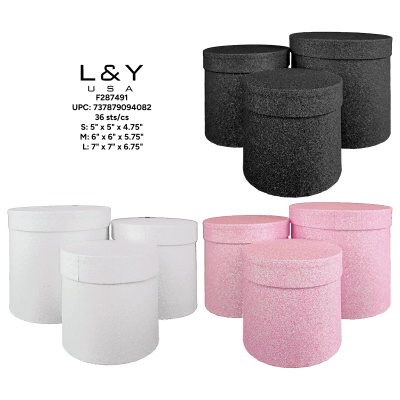 3-piece Mix Color Round Glitter Box Set - 1/pk 36bx/cs cs.36