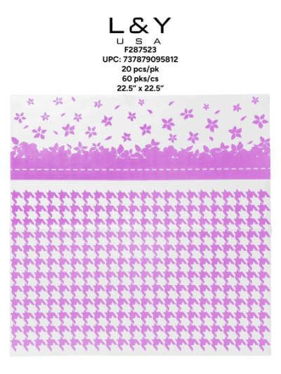 Purple Flower & Houndstooth Pattern Floral Paper - 20/pk 60bx/cs cs.60