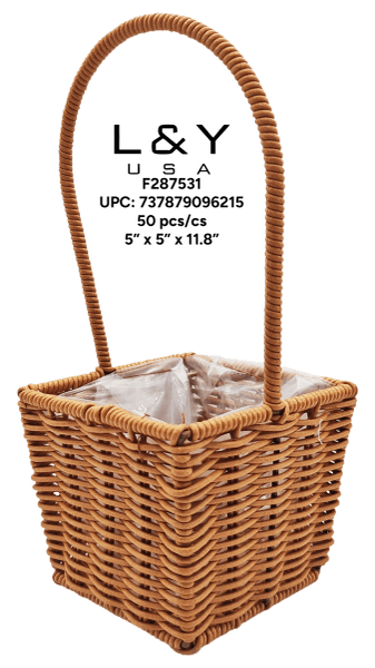 Brown Handwoven Square Basket - 12/pk 4bx/cs cs.48
