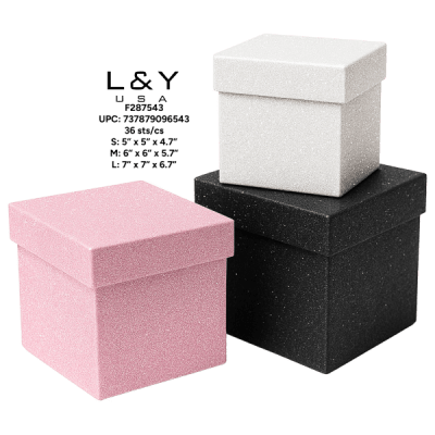 3-piece Mix Color Square Glitter Box Set - 3/pk 12bx/cs cs.36