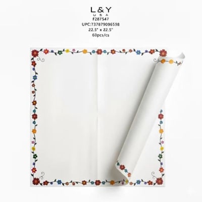 White Spanish Flower Wrapping Paper - 4/pk 15bx/cs cs.60
