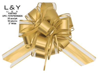 Shiny Gold Pull Flower Ribbon - 20/pk 50bx/cs cs.50pk