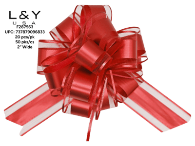 Shiny Red Pull Flower Ribbon - 20/pk 50bx/cs cs.50pk