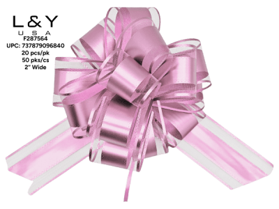 Shiny Pink Pull Flower Ribbon - 20/pk 50bx/cs cs.50pk