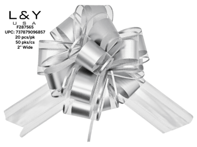 Shiny Silver Pull Flower Ribbon - 20/pk 50bx/cs cs.50pk