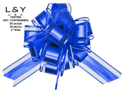 Shiny Blue Pull Flower Ribbon - 20/pk 50bx/cs cs.50pk