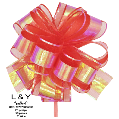 Red Iridescent Pull Flower Ribbon - 20/pk 50bx/cs cs.50