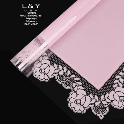 Pink Lace-Pattern Floral Papers - 20/pk 60bx/cs cs.60